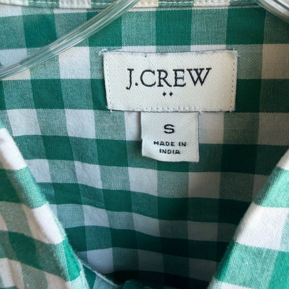 J. Crew Teal Green and White Gingham Button-Down Shirt - Picture 3 of 8